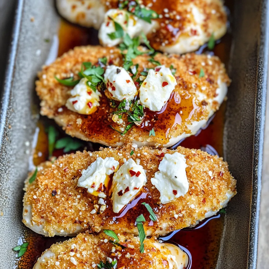 Crispy Hot Honey Feta Chicken.